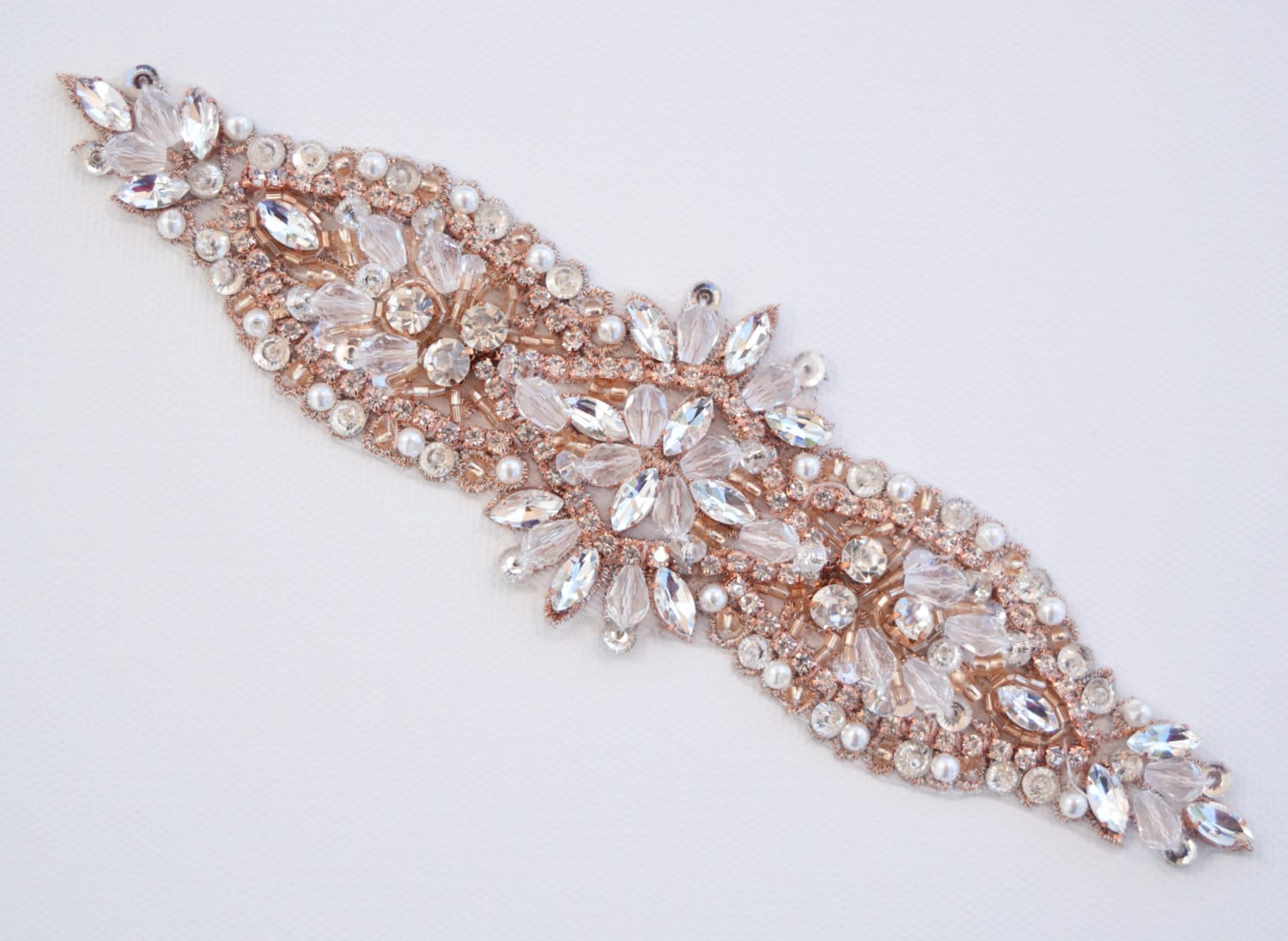 Kristall Strass Applikation-Wholesale Braut Trim-Perle & Applikation-Kristall Applikation-Hochzeit Applikation-Rose Gold Applikation-[Tr-085] von CrystalTrimming