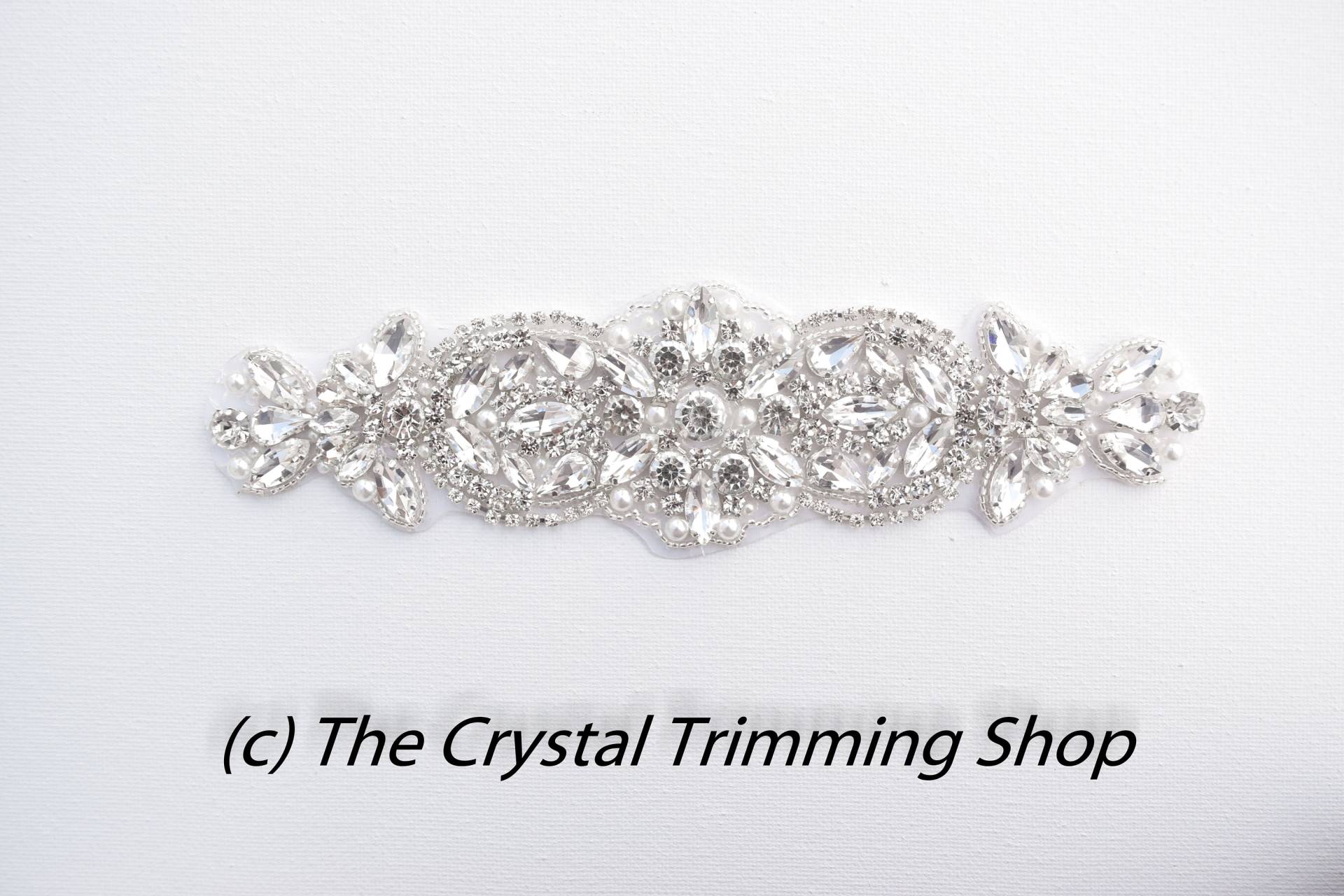 Kristall Strass Applikationen - Grosse Braut Applikation Tr081S von CrystalTrimming