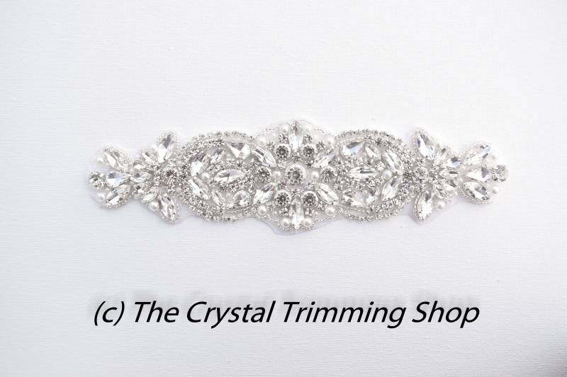 Kristall Strass Applikationen - Grosse Braut Applikation Tr081S von CrystalTrimming