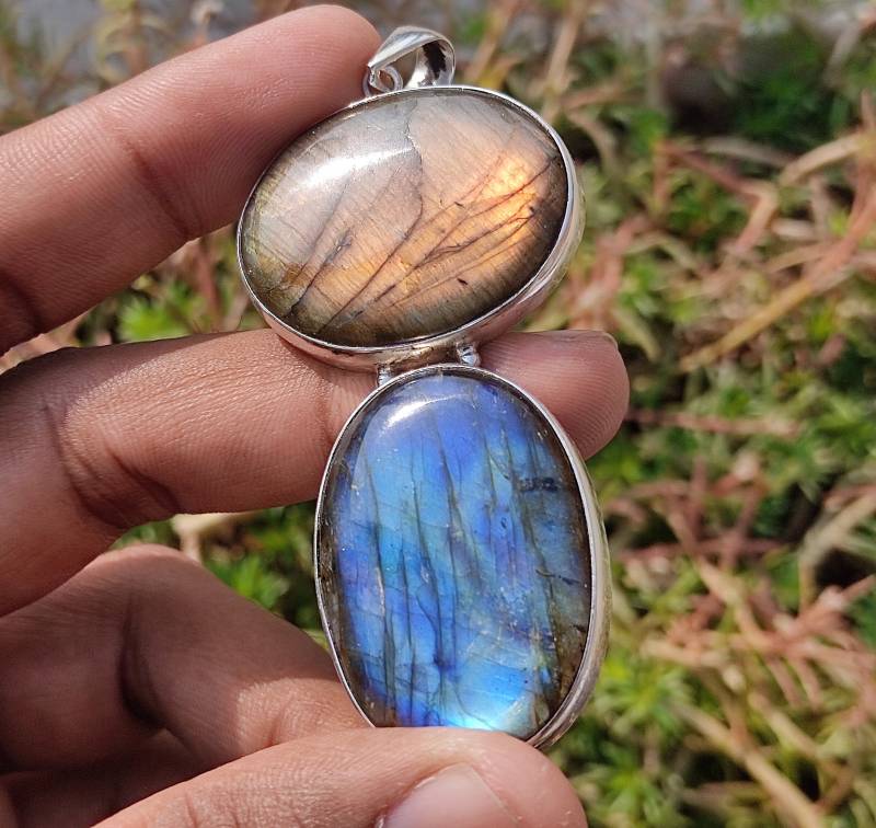 Labradorit Anhänger - Natürlicher Feuer Labradorit Sterling Silber Handgemachter Schmuck Schöner Spektrolit Anhänger, Heilung von CrystalUniverseShops