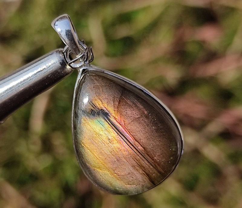 Labradorit Anhänger - Natürlicher Feuer Labradorit Sterling Silber Handgemachter Schmuck Schöner Spektrolit Anhänger, Heilung von CrystalUniverseShops