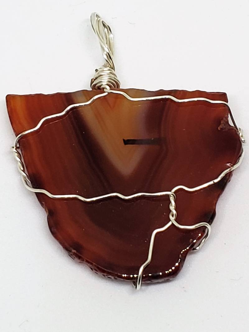 Draht Gewickelt Botswana Achat Stein Scheibe Halskette von CrystalVibezUT