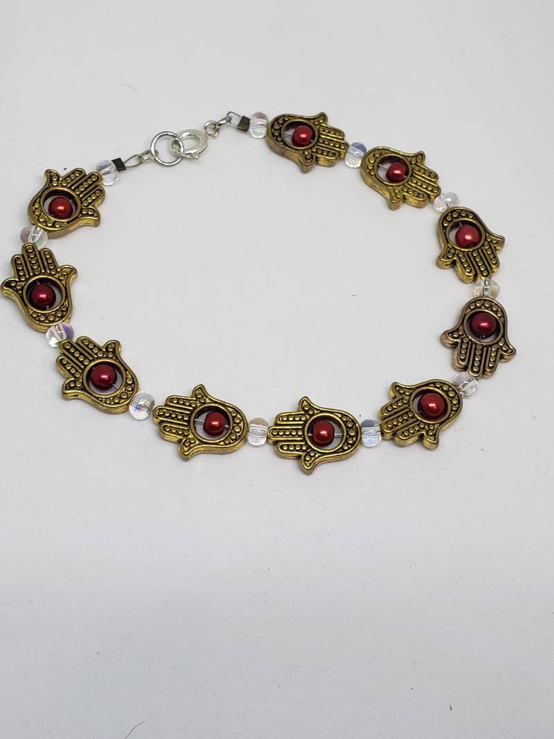 Goldene Hamsa Hände Armband Goldene Hamsa Hände Armband von CrystalVibezUT