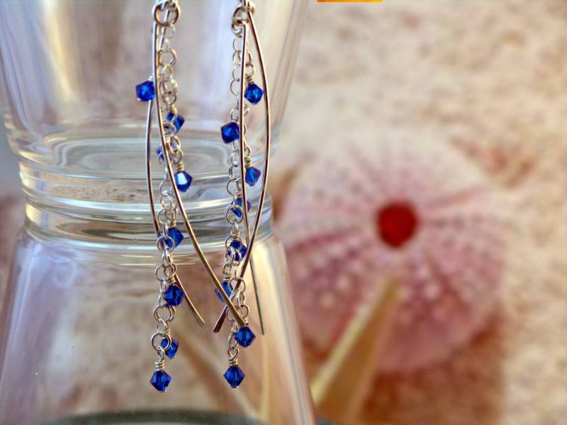 Carmen - Spikes, Indicolite, Kette Ohrringe, Sterling Silber, Swarovski-Kristalle, Blau Carmen - Spikes, Indicolite, Kette Ohrringe, Sterling Silber, Swarovski-Kristalle, Blau von CrystalWaveDesigns