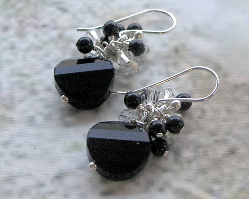 Tracey - Swarovski Kristall Und Perlen, Ohrringe, Jet Black, Verdrehen, Crystal, Sterling Silber Feststellung & Aus Tracey - Swarovski Kristall Und Perlen, Ohrringe, Jet Black, Verdrehen, Crystal, Sterling Silber Feststellung & Aus von CrystalWaveDesigns