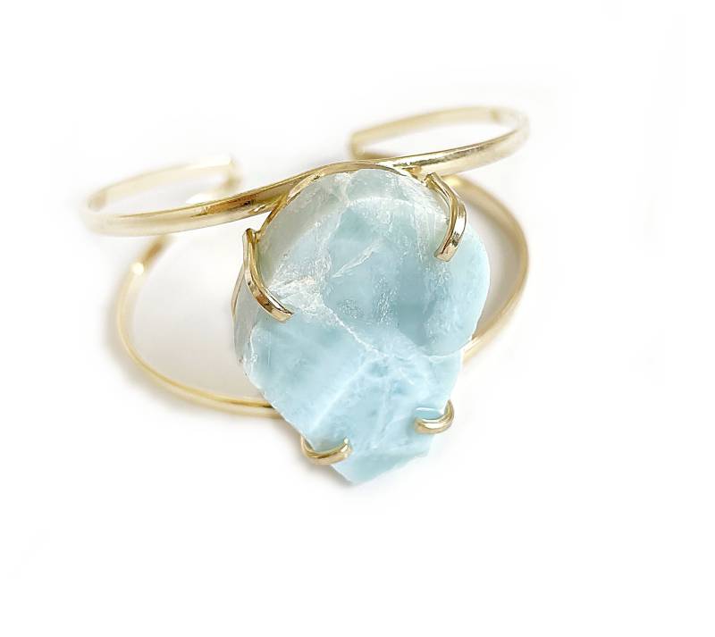 Larimar Edelstein Armreif Vergoldet von CrystalandSageShop
