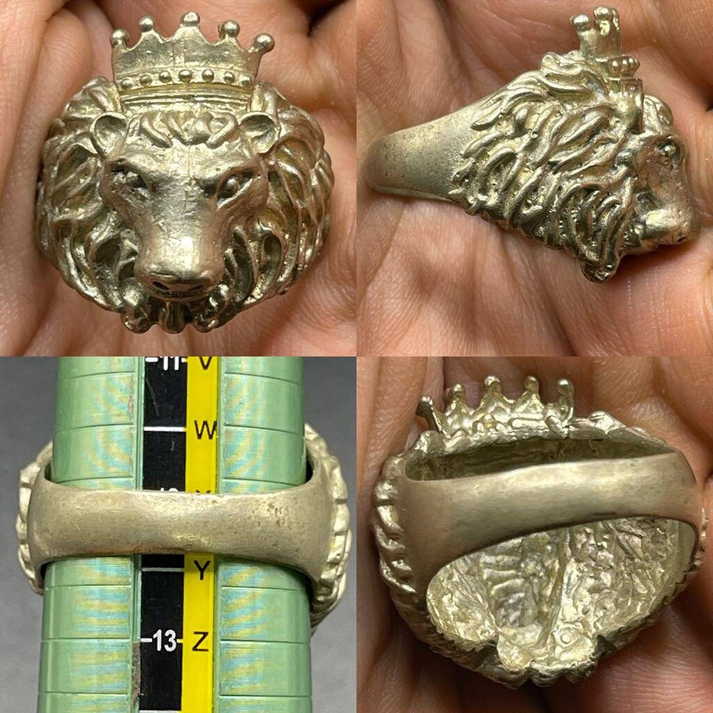 Sehr Seltenes Unikat Antik Alt Naher Osten Bronze Elefant Löwe Kopf Ring von CrystalballStore