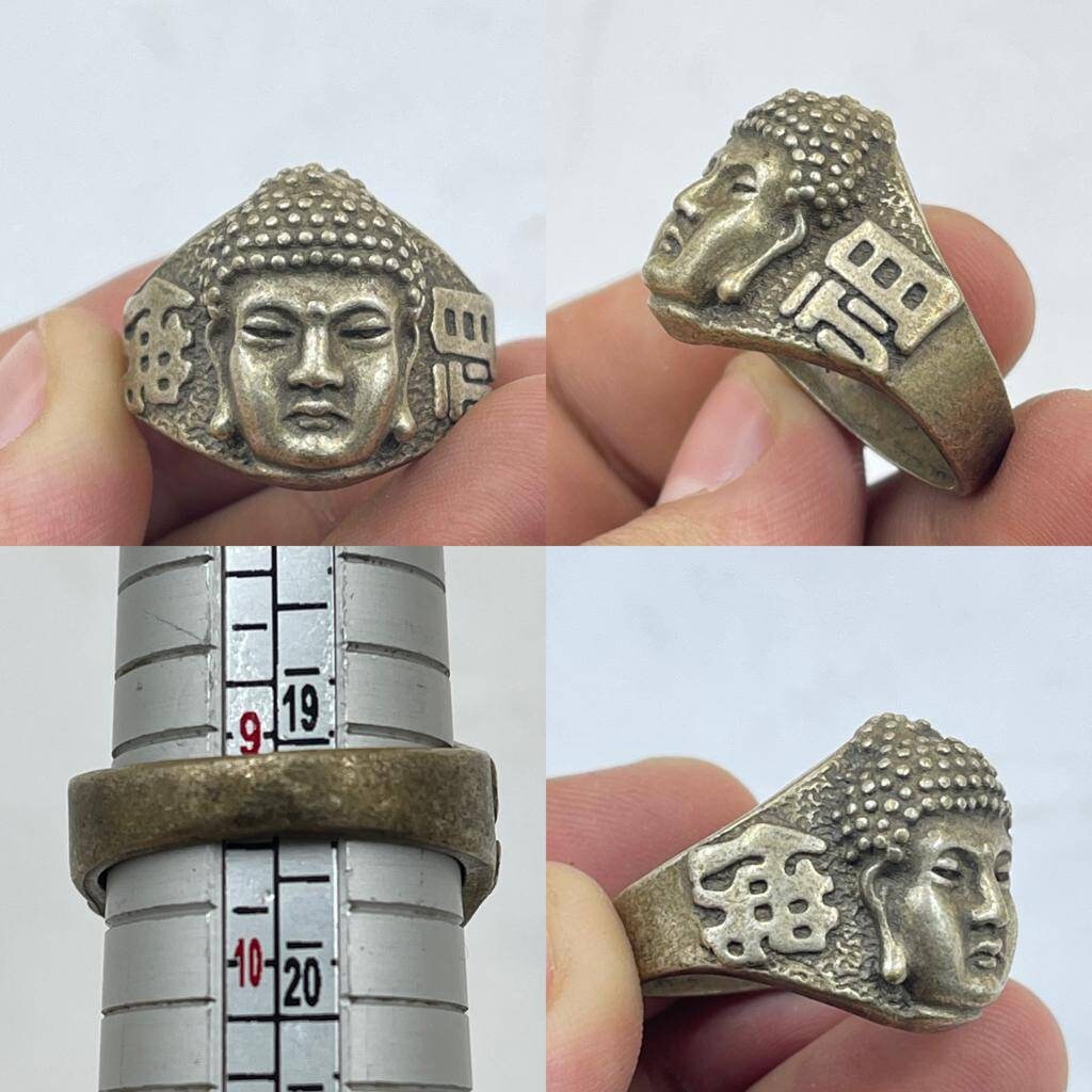 Wunderschöne Antike Chines Alt Bronze Gandhara Gesicht Wundervoller Ring von CrystalballStore