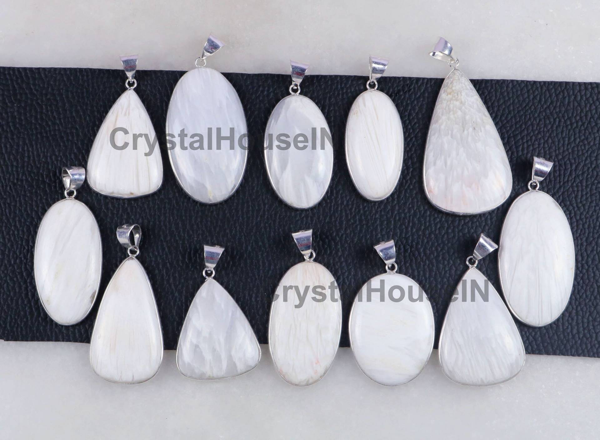 Natürlicher Weißer Sklezit Anhänger, Edelstein Lünette Versilbert Halskette Anhänger Schmuck Lot, Geburtstagsgeschenk Natürlicher Weißer Sklezit Anhänger, Edelstein Lünette Versilbert Halskette Anhänger Schmuck Lot, Geburtstagsgeschenk von Crystalgems2020