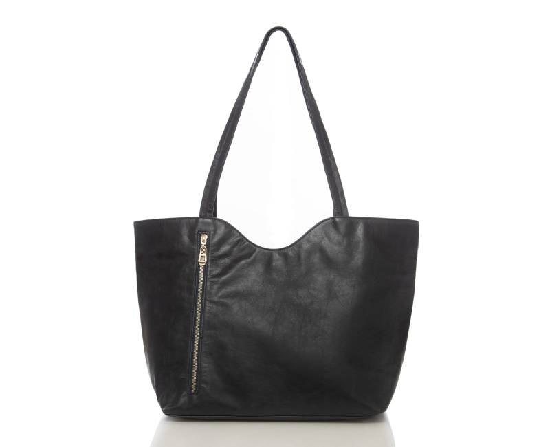 Schwarze Ledertasche. Zeitloses Tote. Reißverschlusstasche. Laptoptasche. Arbeitstasche Universaltasche. Hergestellt in Usa. Crystal Kodada von Crystalkodada
