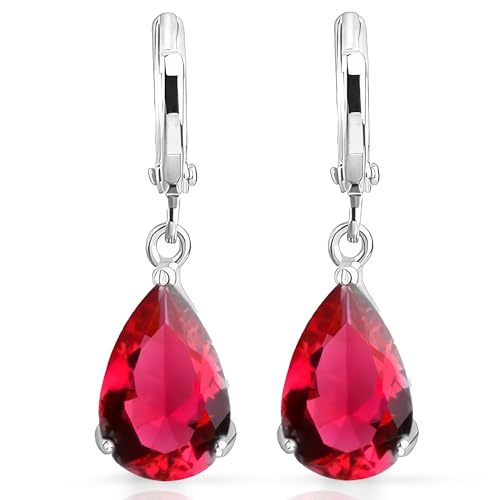 Crystalline Azuria Tropfenform Ohrhänger mit Rubinrosa Zirkonia Kristalle 18 kt Weiß Vergoldet für Damen Crystalline Azuria Tropfenform Ohrhänger mit Rubinrosa Zirkonia Kristalle 18 kt Weiß Vergoldet für Damen von Crystalline Azuria