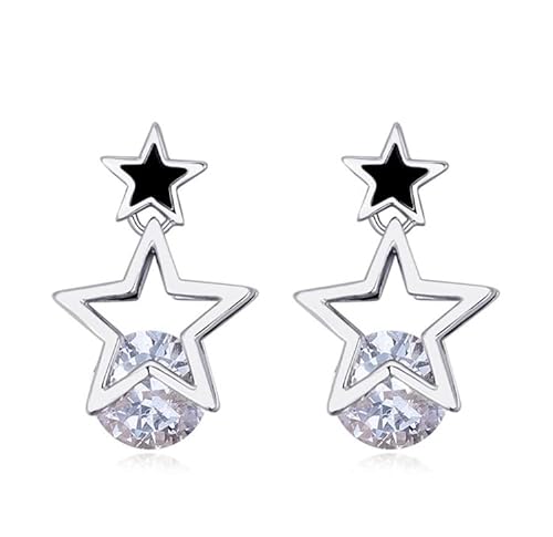Crystalline Azuria Weiße Kristalle Sterne Ohrhänger Ohrringe 18 kt Weiß Vergoldet für Damen und Mädchen von Crystalline Azuria