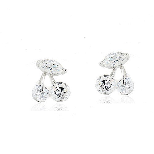 Crystalline Azuria Kirsche Ohrstecker Ohrringe mit Weiß Zirkonia Kristalle 18 kt Weiß Vergoldet für Damen und Mädchen von Crystalline Azuria