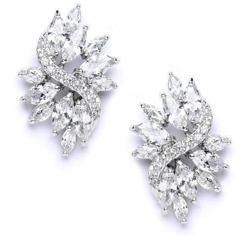 Crystalline Azuria Hochzeit Ohrstecker Ohrringe mit Weiß Zirkonia Kristalle 18 kt Vergoldet für Damen von Crystalline Azuria