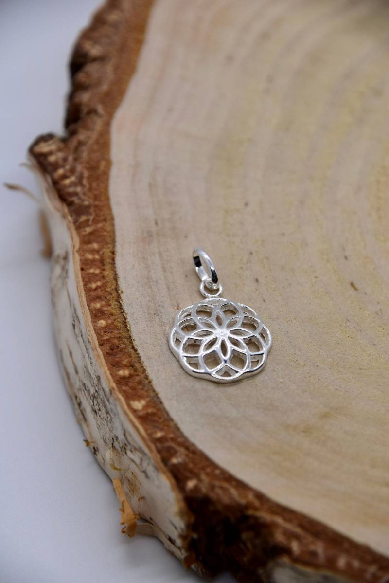 Silberanhänger Mandala - Sterling Silver 925 Für Halsketten Schmuckanhänger 14 Mm Muster Silber Modeschmuck Geschenk Mutter von CrystallineFlair