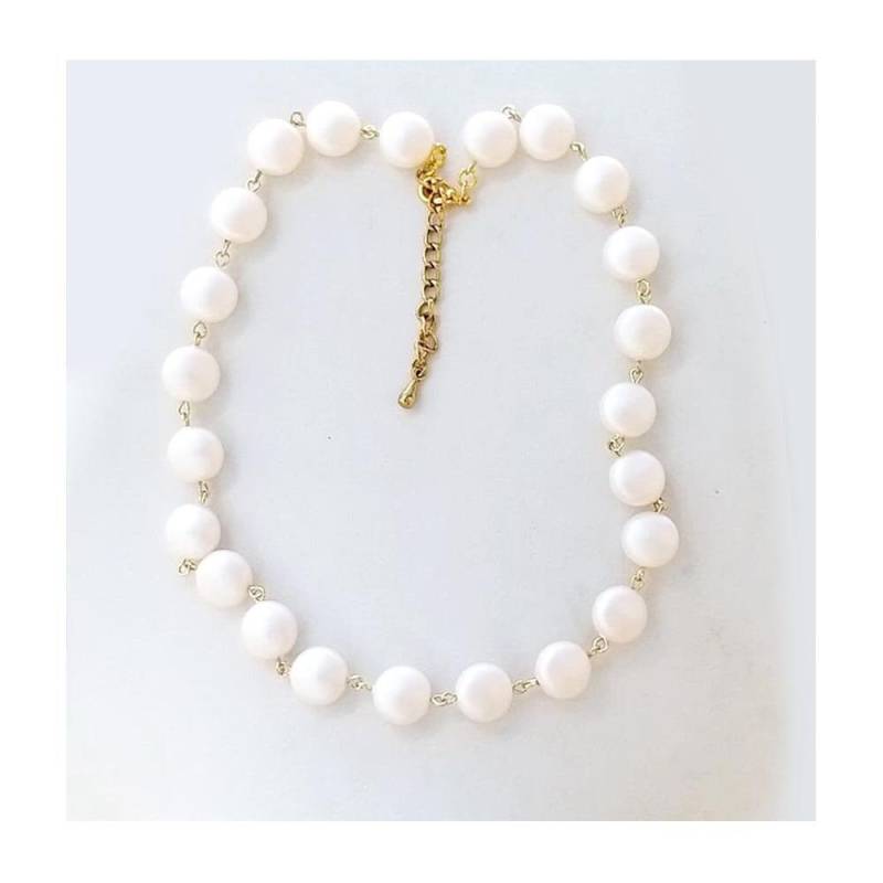 Eleganter Swarovski-Kristall 12mm Münzperlenkette Perlmuttweiß von CrystallizedByLena