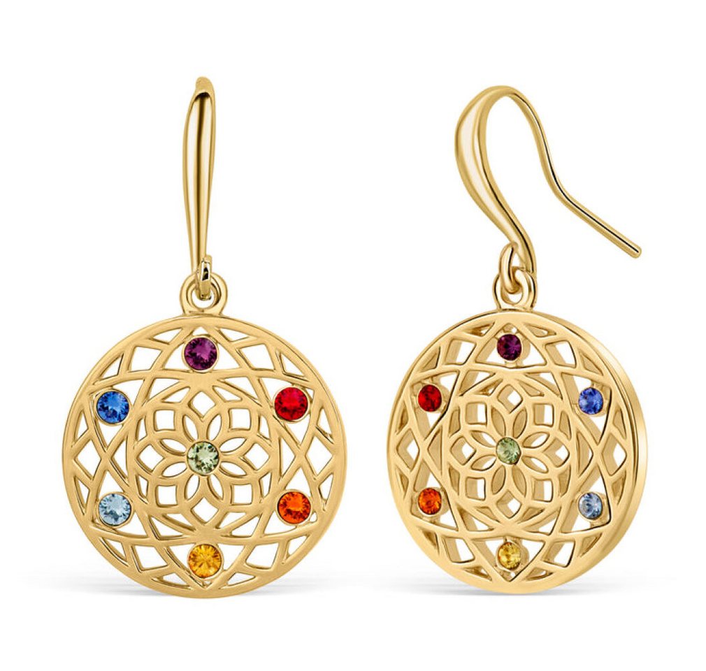 Crystalp Jewellery Ohrring-Set Stylové pozlacené náunice s krystaly Chakra Flower 40191.MLT.G Crystalp Jewellery Ohrring-Set Stylové pozlacené náunice s krystaly Chakra Flower 40191.MLT.G von Crystalp Jewellery