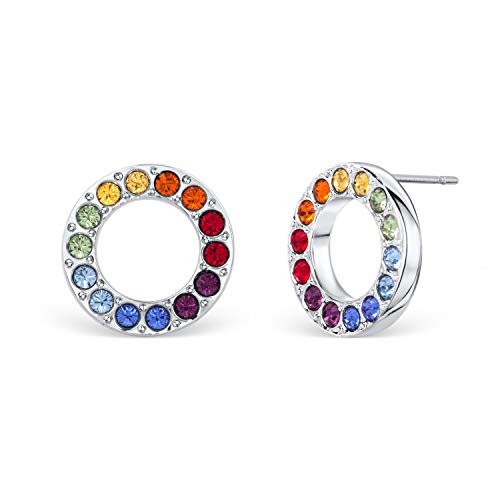 Crystalp Damen Ohrringe | Ear-rings Chakra Ring | silberner Ohrstecker Set runde Form mit Kristallen in sieben Chakra Farben | Ring of Life | rhodinierter Ohrstecker | Modeschmuck Ohrringe von Crystalp