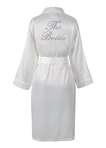 CrystalsRus Elfenbein Varsany Hochzeitstag Strass Satin Die Braut Bademantel individueller Flitterwochen Morgenmantel von Varsany