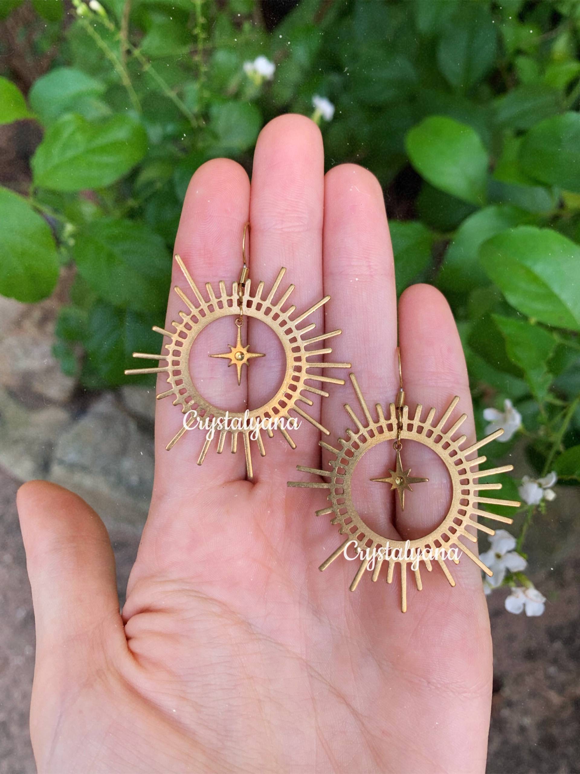Sunburst Ohrringe | Vergoldeter Messingschmuck Sunburst Ohrringe | Vergoldeter Messingschmuck von Crystalyana