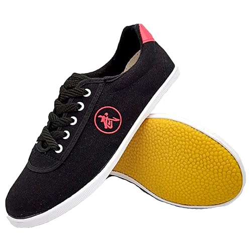 Kampfsportschuhe Für Herren, Traditionelle Chinesische Leinen-tai-chi-kung-fu-schuhe, Wushu-shaolin-qi-gong-trainer-wing-chun-slipper Für Männer Und Frauen Im Innen-Außenbereich(Size:42EU,Color:BLACK) von Crysterris