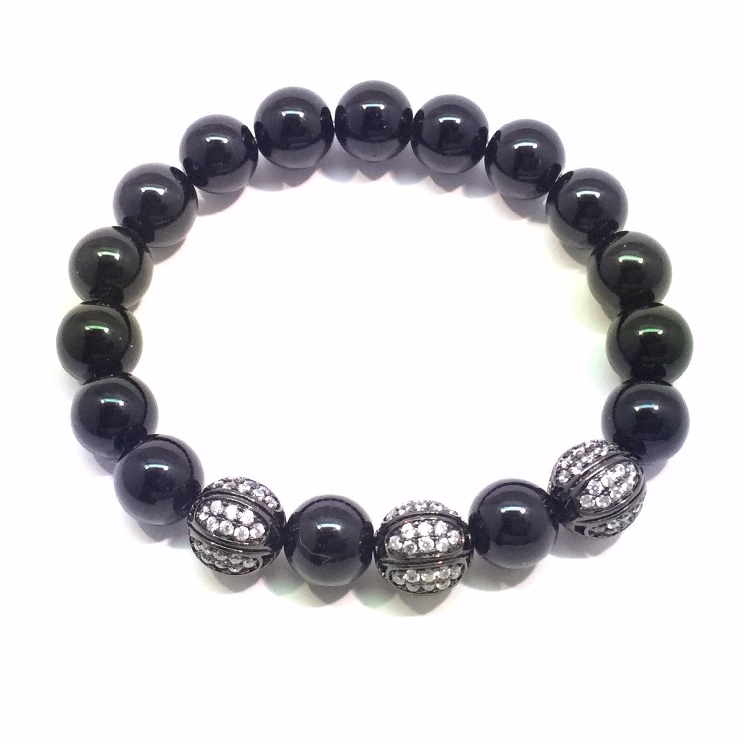 Onyx, Schwarze Perlen Armband, Pflastern " Rhodium Und Kristall Onyx, Schwarze Perlen Armband, Pflastern " Rhodium Und Kristall von CsDezigns