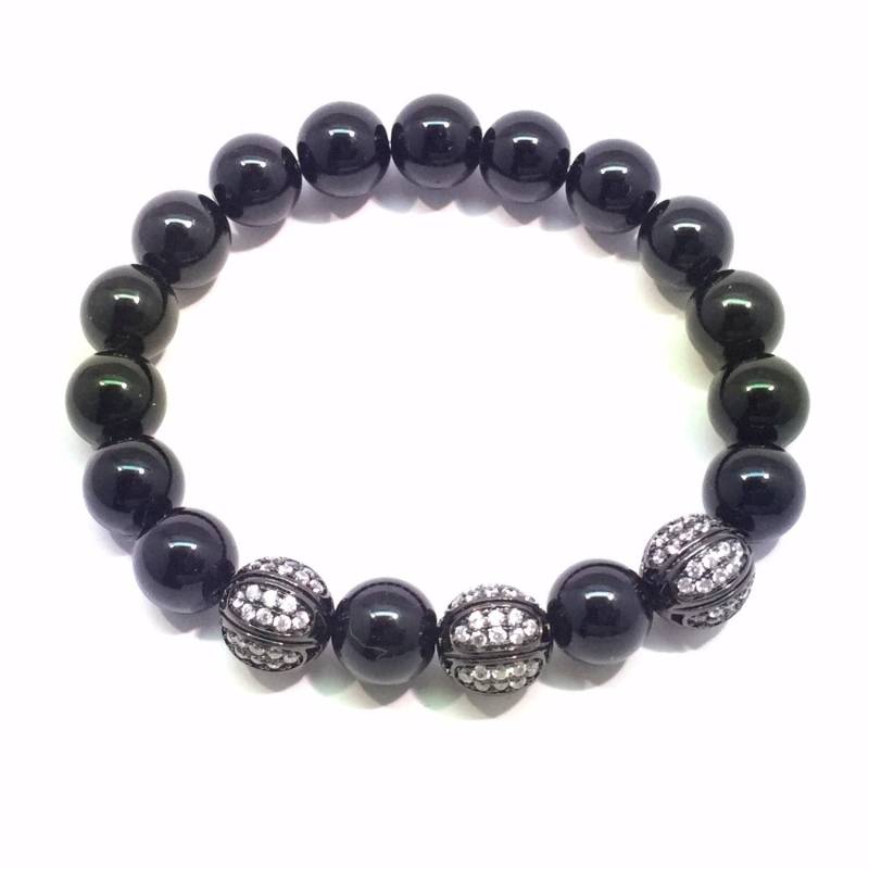 Onyx, Schwarze Perlen Armband, Pflastern " Rhodium Und Kristall Onyx, Schwarze Perlen Armband, Pflastern " Rhodium Und Kristall von CsDezigns
