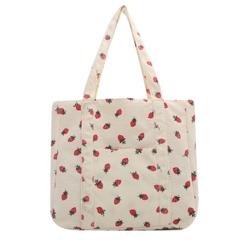 Csafyrt Erdbeer -Einkaufstasche große Kapazität süßer Erdbeerbeutel Handheld/Schulter Erdbeer Geldbeutel mit Vorderpockt Cord -Tasche Tasche von Csafyrt