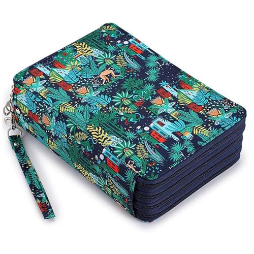 Csafyrt Farbiger Bleistiftkoffer 200 Slots Leinwand Farbstift Organizer mit Fächern tragbarer Zipper -Stiftbeutel Grün von Csafyrt