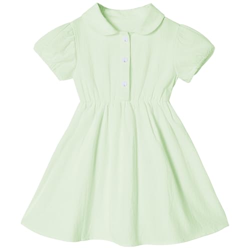 Csbks Mädchen Kleid mit Puffärmel Baby Tutu Sundress Casual Outfit Cute Kleid für Mädchen Hellgrün 12-18 Monate von Csbks
