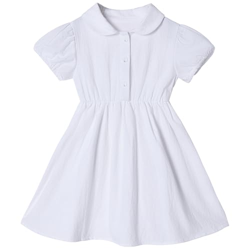Csbks Mädchen Kleid mit Puffärmel Baby Tutu Sundress Casual Outfit Cute Kleid für Mädchen weiß 5 Jahre von Csbks