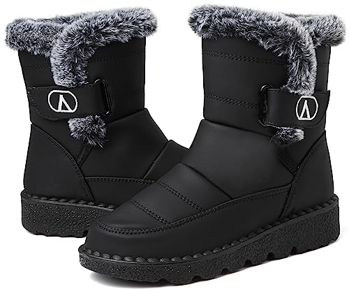 Csgkag Damen Winterstiefel Schneestiefel Herren Warme Gefüttert Anti-Rutsch Warm Leicht Winterschuhe Outdoor Boots Stiefeletten,Schwarz,EU40 von Csgkag
