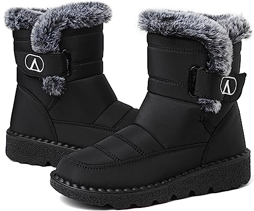 Csgkag Damen Winterstiefel Schneestiefel Herren Warme Gefüttert Anti-Rutsch Warm Leicht Winterschuhe Outdoor Boots Stiefeletten,Schwarz 1,EU42 von Csgkag