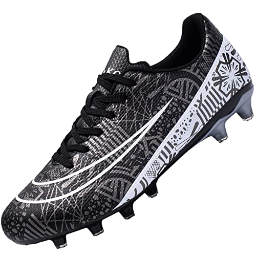 Csgkag Fußballschuhe Herren Trainingsschuhe Professionelle Stollen Spikes Cleats Jungen Kunstrasen Fussballschuhe Outdoor Sport Football Schuhe,Schwarz,EU36 von Csgkag