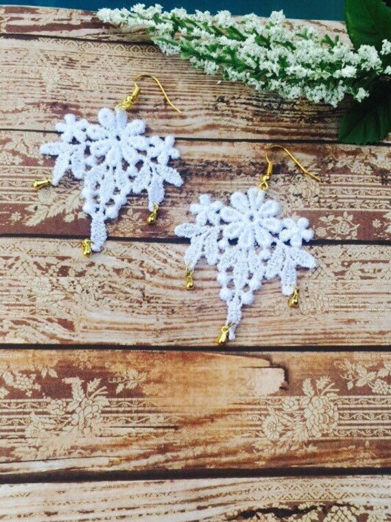 Zarte Spitze Applikation Ohrring, Handgemachte Boho Chic Zarte Spitze Applikation Ohrring, Handgemachte Boho Chic von Csheehanigans