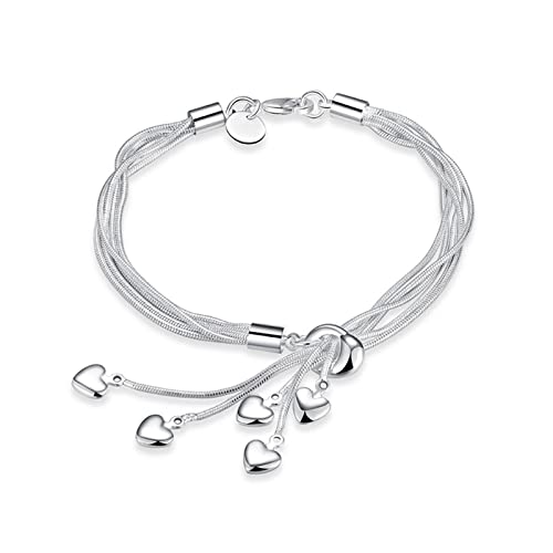 Armkette Damen Armband Silber 925 Damen FreundschaftsarmbäNder Armband Silber Sterling Frauen Freundschaft Liebe Personalisierte Frauen Einstellbare Hand Kette Bettelarmband-1PCS von Csheng