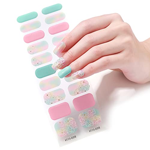 20 Finger Full Wrap Nagellack Aufkleber Nagelstreifen Selbstklebendes Gel Lampe Kunstaufkleber Mit Nagelfeile Für Frauen von Csnbfiop