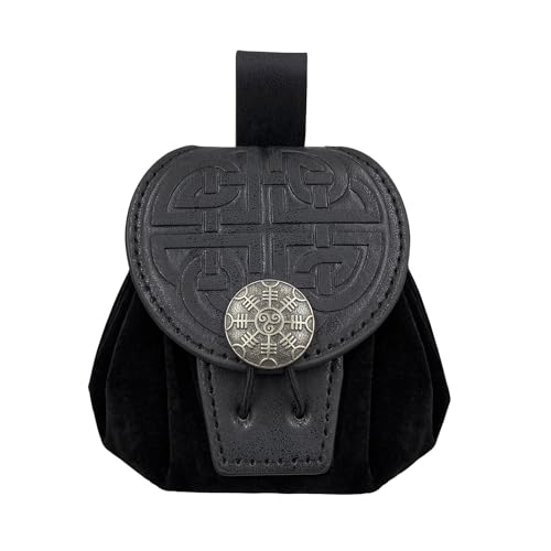 Csnbfiop Mittelalterlich Geprägter Gürtelbeutel PU Lederwürfel Bag Side Pack Cosplay Taillenbeutel Wechsel Geldbeutel Old Styles Taillenpackung von Csnbfiop