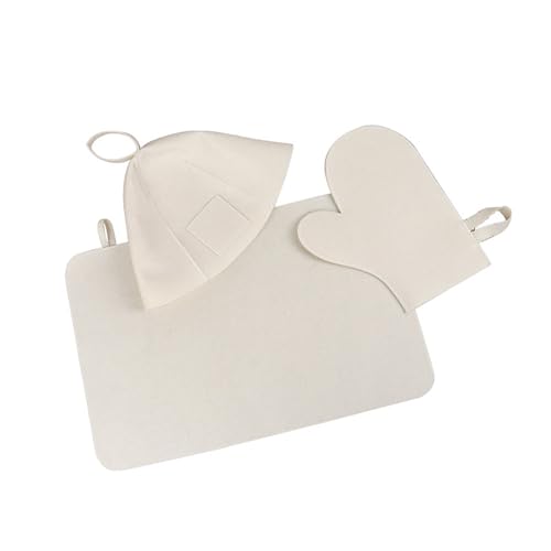 Sauna-Set aus Wollfilz, russisches Handschuhpolster, modische Badehaube, für Damen und Herren, schützende Haarabdeckung, Badezimmer-Zubehör Sauna-Set aus Wollfilz, russisches Handschuhpolster, modische Badehaube, für Damen und Herren, schützende Haarabdeckung, Badezimmer-Zubehör von Csnbfiop