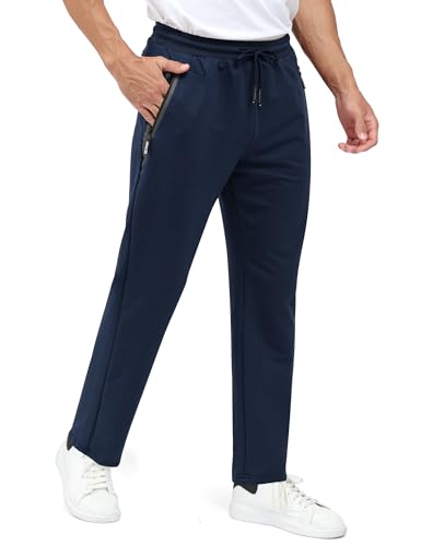Csqtongan Jogginghose Herren Baumwolle Sporthose Lang Sport Hose Trainingshose Laufhose Jogginghosen Sweatpants Hosen mit Gummizug für Herren Dunkelblau L von Csqtongan