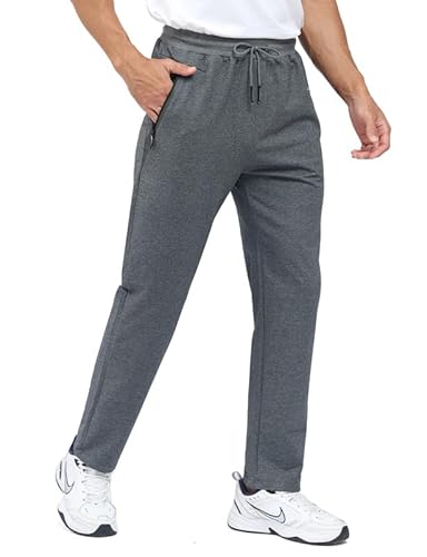 Csqtongan Jogginghose Herren Baumwolle Sporthose Lang Sport Hose Trainingshose Laufhose Jogginghosen Sweatpants Hosen mit Gummizug für Herren Dunkelgrau S von Csqtongan