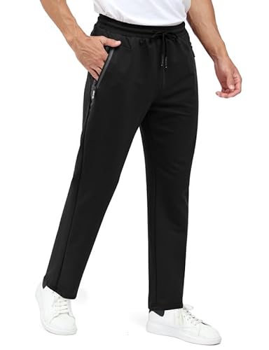 Csqtongan Jogginghose Herren Baumwolle Sporthose Lang Sport Hose Trainingshose Laufhose Jogginghosen Sweatpants Hosen mit Gummizug für Herren Schwarz M von Csqtongan