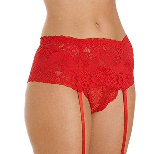 Cszxx Strumpfhalter Damen 4-Strap Lace Strumpfhosen Strapse (Rot), M von Cszxx