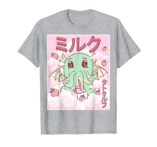 Cthulhu Gifts Kawaii Cthulhu Necronomicon Erdbeermilch Cthulhu Monster Anime T-Shirt Grau, Klein, Unisex-Jugendliche, Damen, Herren Cthulhu Gifts Kawaii Cthulhu Necronomicon Erdbeermilch Cthulhu Monster Anime T-Shirt Grau, Klein, Unisex-Jugendliche, Damen, Herren von Cthulhu Gifts