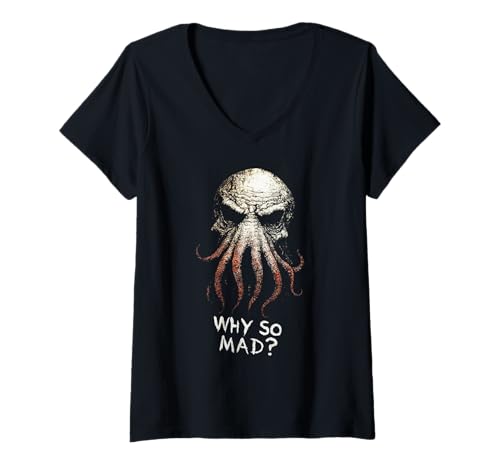 Damen Cthulhu Warum so wütend?, Klassischer kosmischer Horror T-Shirt mit V-Ausschnitt Damen Cthulhu Warum so wütend?, Klassischer kosmischer Horror T-Shirt mit V-Ausschnitt von Cthulhu Idol Miskatonic Horror Shop