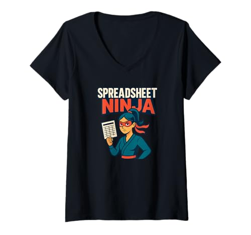 Damen Tabellenkalkulation Ninja Excel Nerd Office Humor Design T-Shirt mit V-Ausschnitt Damen Tabellenkalkulation Ninja Excel Nerd Office Humor Design T-Shirt mit V-Ausschnitt von Ctrl Alt Awesome Collective