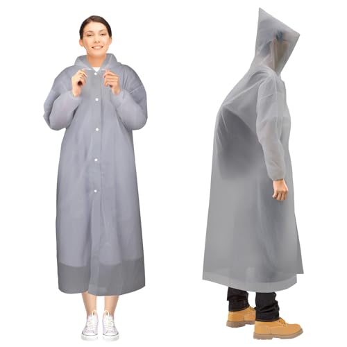 Ctrunit 2 Stück Regenmantel Regenponcho für Frauen Männer,Regenbekleidung Regencape Regenjacke wasserdicht für Disney, Wandern, Radfahren, Camping, Reisen und täglichen Gebrauch (grau) von Ctrunit