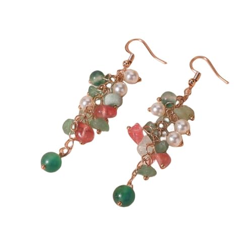 CuLtP Böhmischer Natürlicher Aventurin Trommelstein Edelstein Kristall Ohrhänger Mit Haken Ohrring, Kristall Edelstein Chakra Ohrhänger, Schmuck, Geschenk Für Frauen Und Mädchen von CuLtP