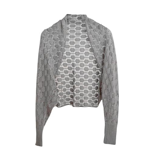 CuLtP Cardigan Damen elegant Damen Bolero Cardigan Mit Langen Ärmeln Achselzucken Tops Sommer Häkel Mesh Jacke Schal Aus Eisseide Cover Ups Damen Abendkleid Hochzeit Cape Mantel Khaki M von CuLtP