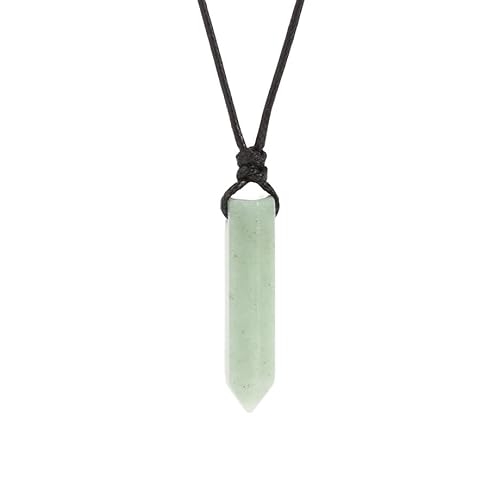CuLtP Halskette mit Natürlichem Aventurin-Kristall,Sechseckiger Kristallpunkt-Anhänger,Reiki-Heilkristall-Halskette,Chakra-Schmuck,Geschenk für Frauen und Männer von CuLtP